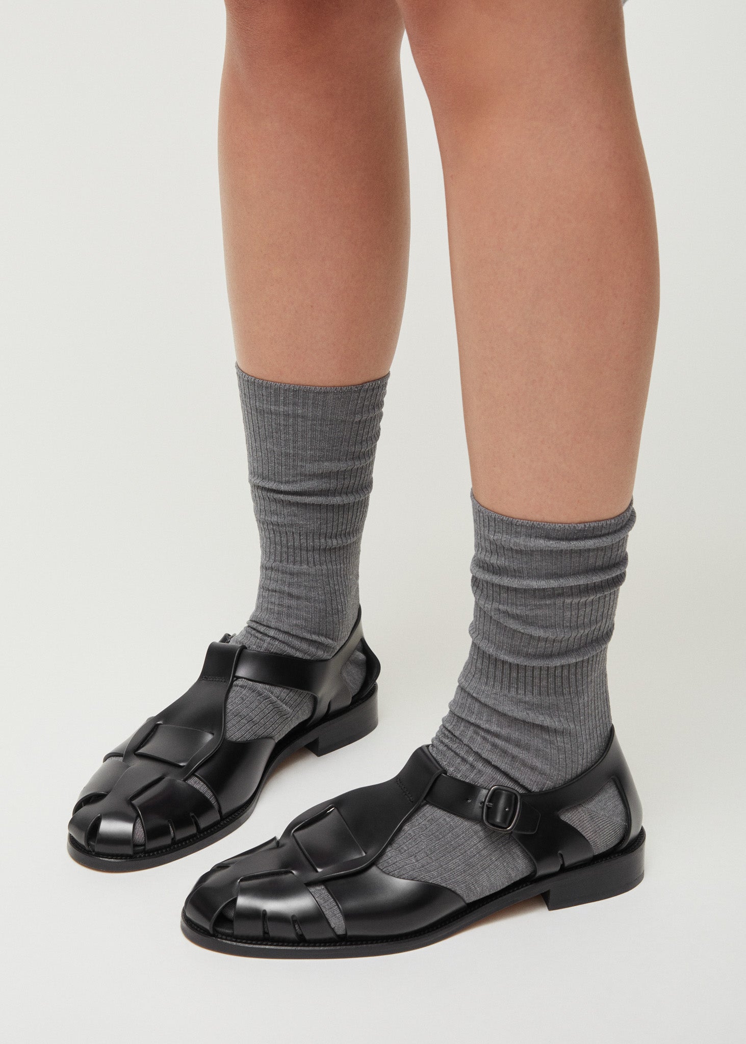 Cotton rib socks | Grey Melange