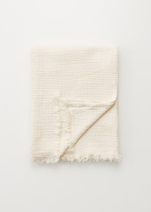Cotton throw 150x200 | Pure Ecru Throw aiayu