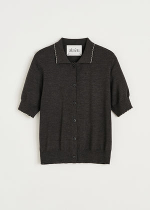 Disha cardigan – pure merino wool | Dark Brown Melange Cardigan aiayu