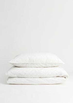 Duvet set seersucker 140x220 and pillow case | White Bedding aiayu