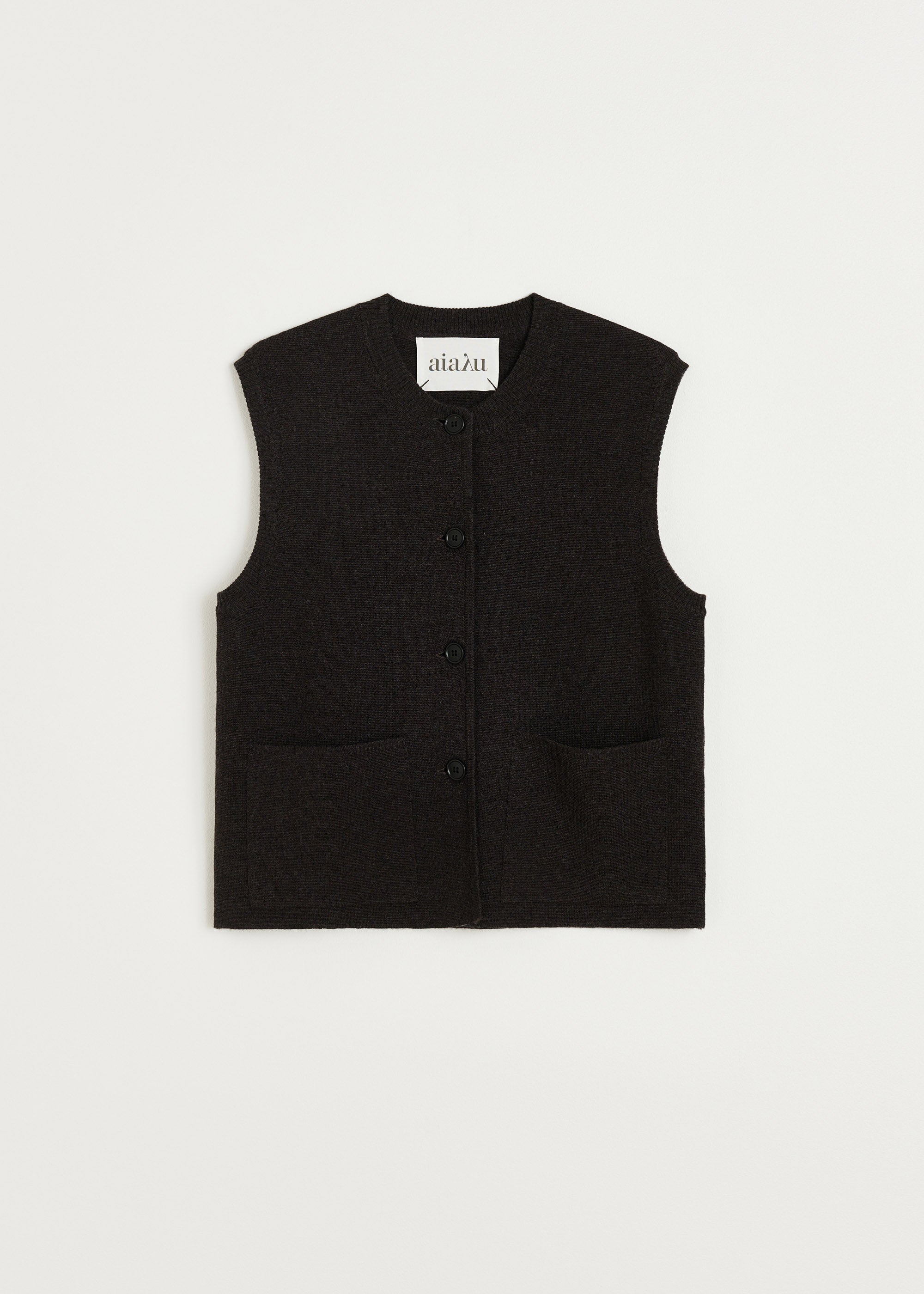 Elva vest - pure merino wool | Dark Brown Melange