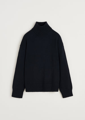 Farah sweater – highland wool | Black Navy Sweater aiayu