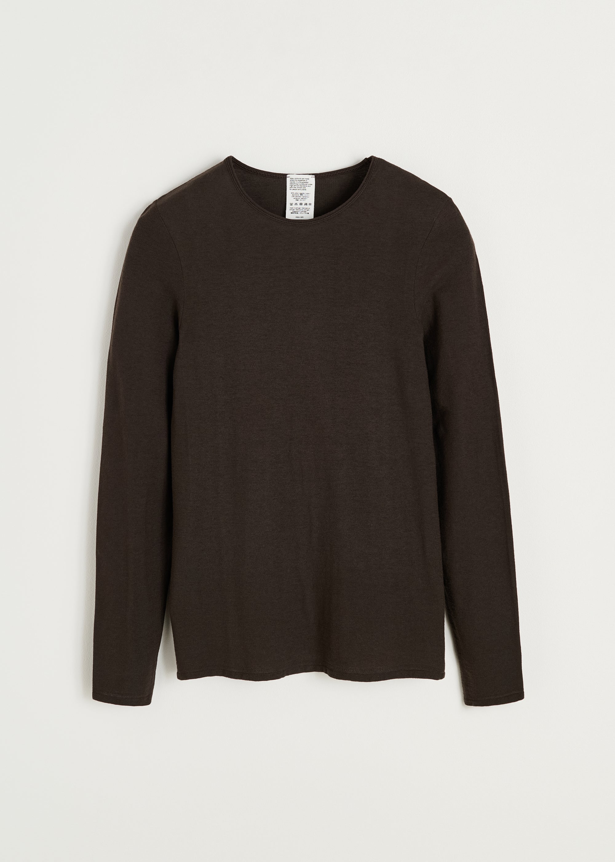 Gentle long sleeve – cotton cashmere blend | Dark Brown Blouse aiayu