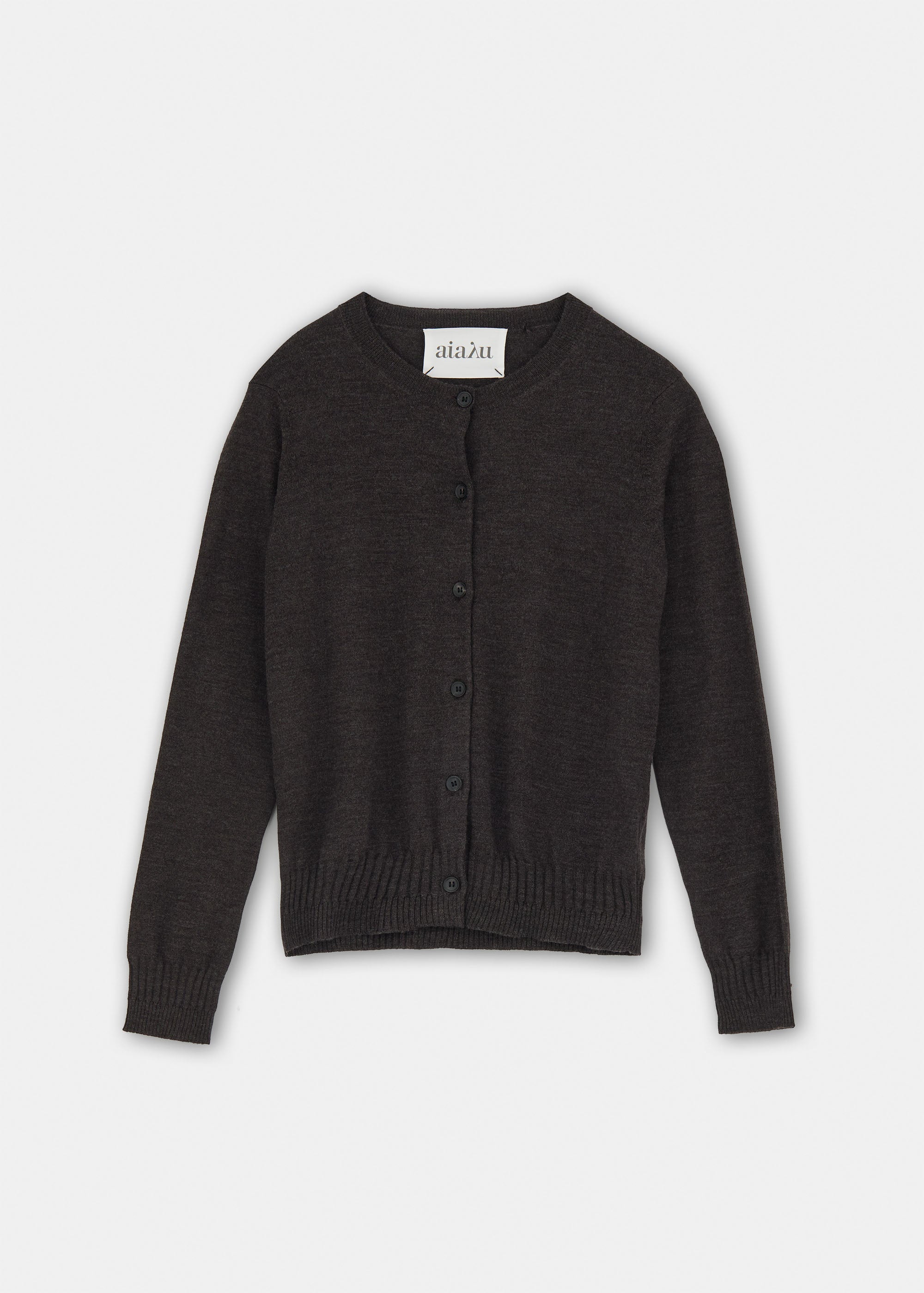 Hana merino wool cardigan | Dark Brown Melange