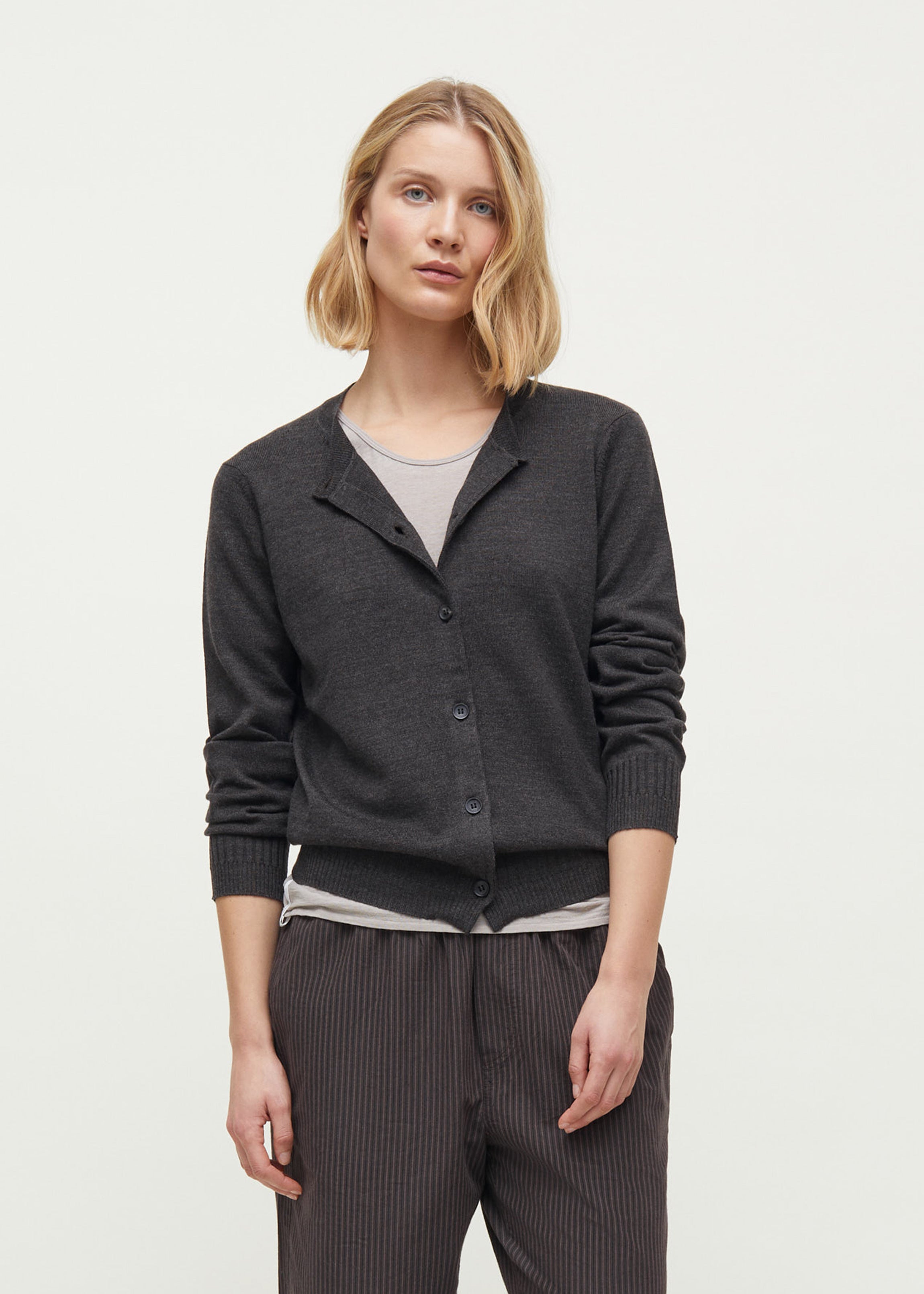 Hana merino wool cardigan | Dark Brown Melange