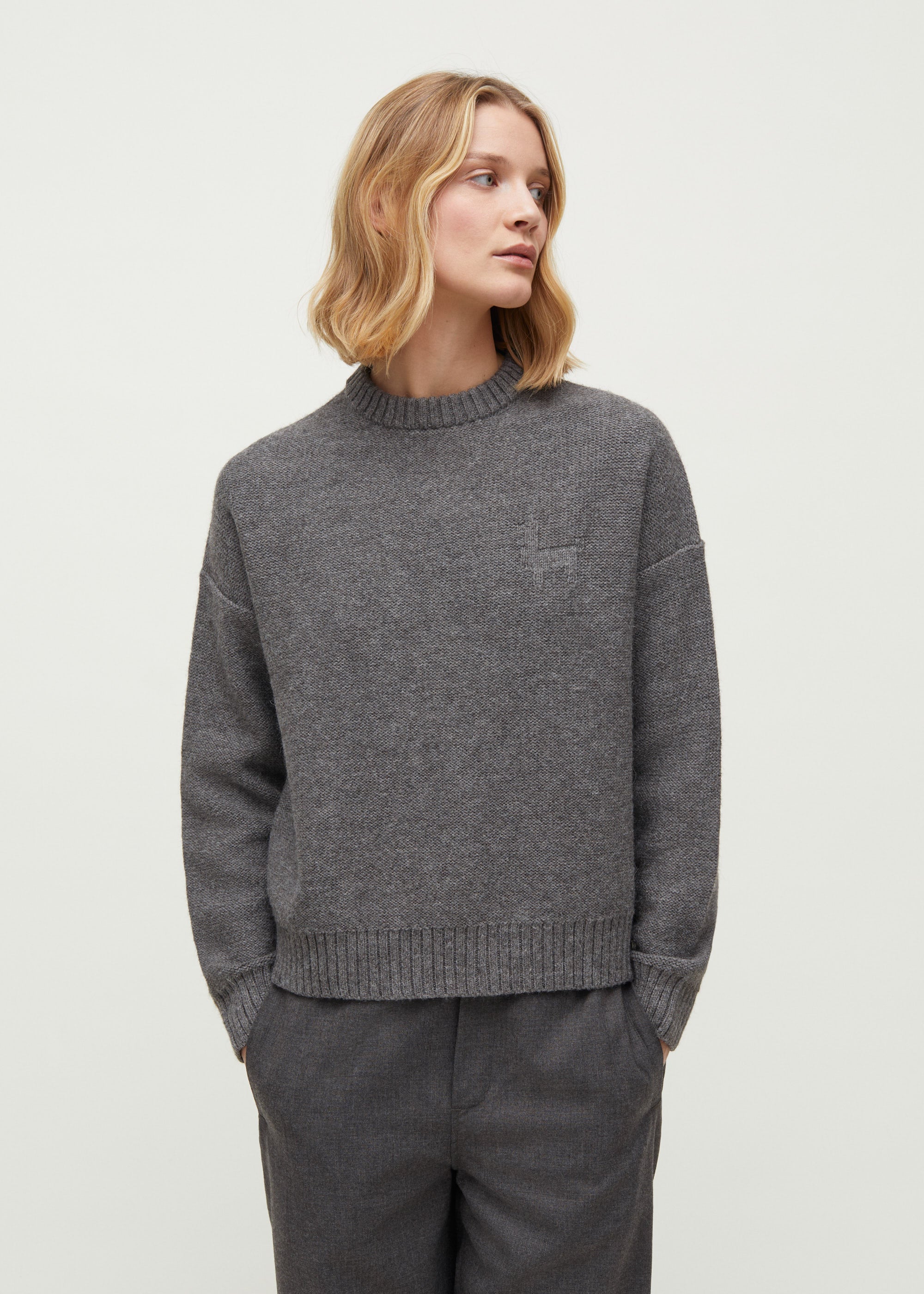 Highland juna wool sweater | Pure Grey