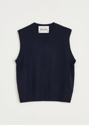 Ingeborg vest – pure cashmere | Black Blue Vest aiayu