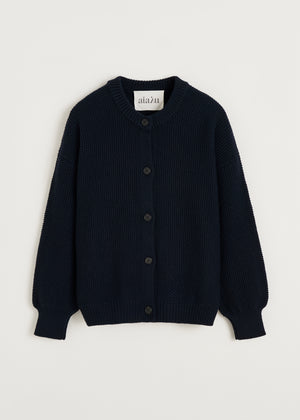 Irena cardigan – highland wool | Black Navy Cardigan aiayu