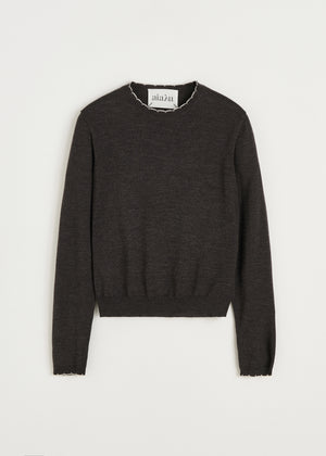 Isha sweater – pure merino wool | Dark Brown Melange Sweater aiayu
