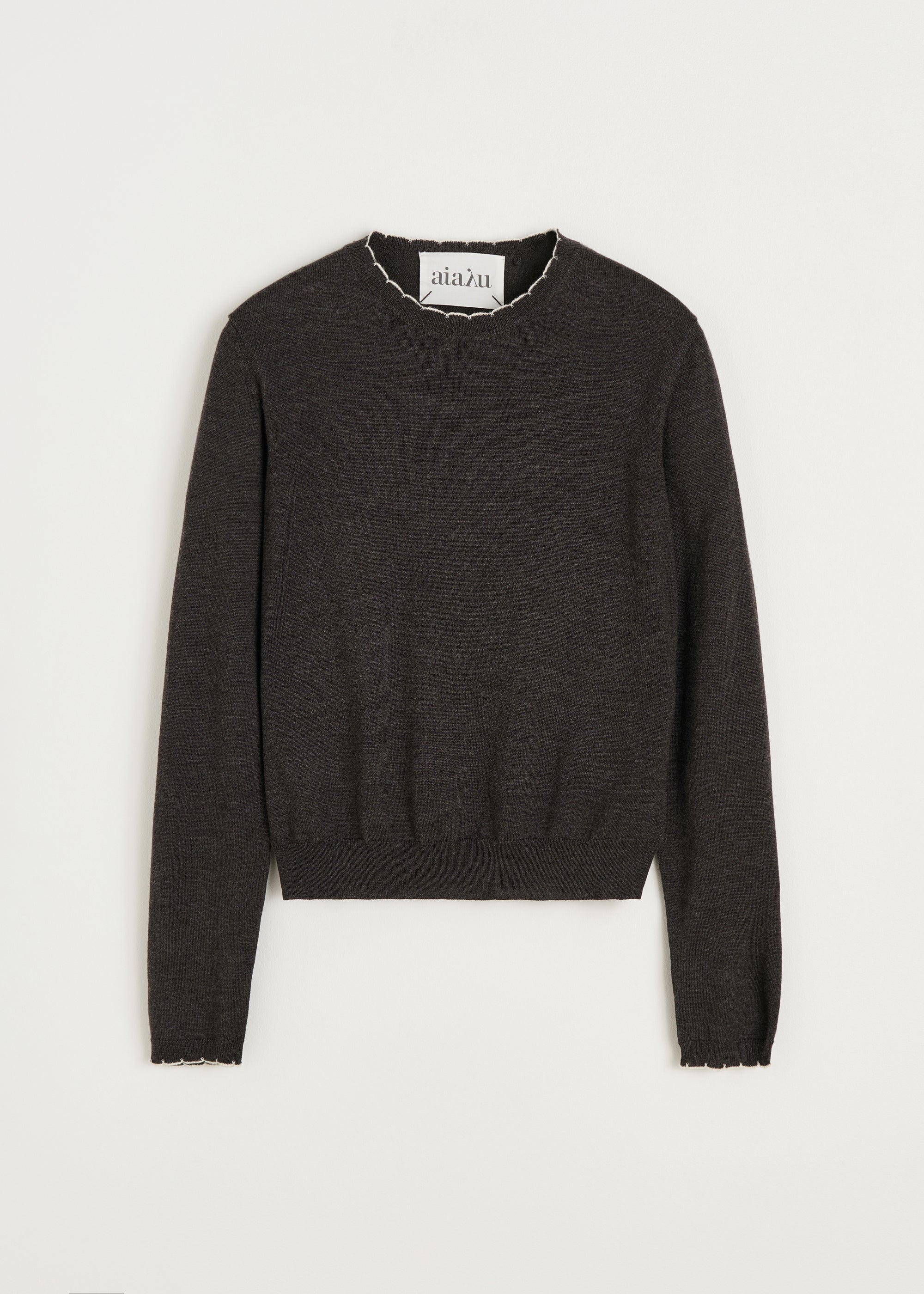 Isha sweater – pure merino wool | Dark Brown Melange Sweater aiayu