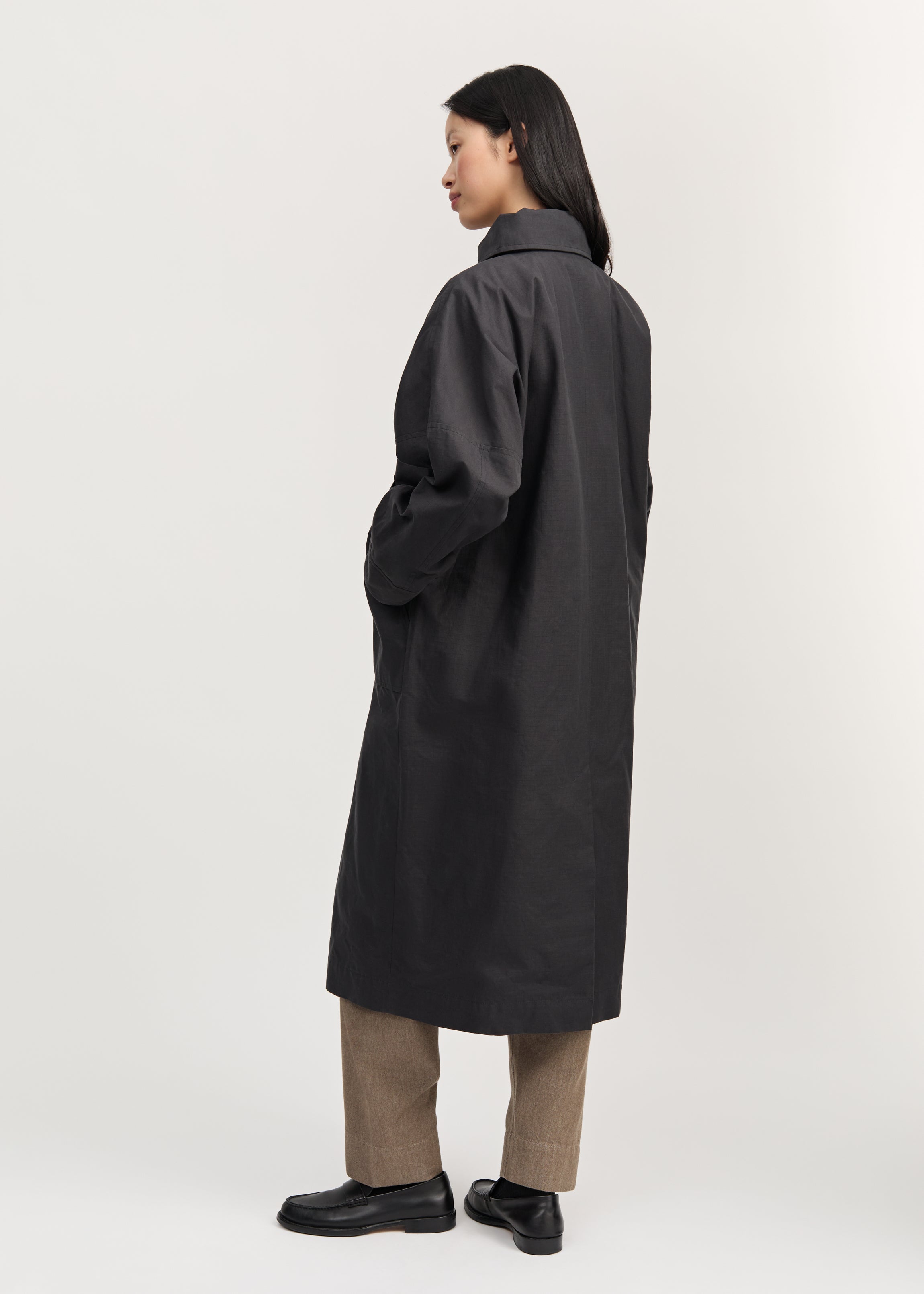 Jay coat ripstop oilskin silkwax | Antracite Coat aiayu