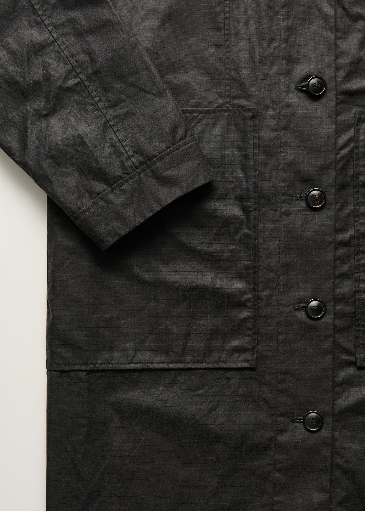 Jay coat ripstop oilskin silkwax | Antracite Coat aiayu