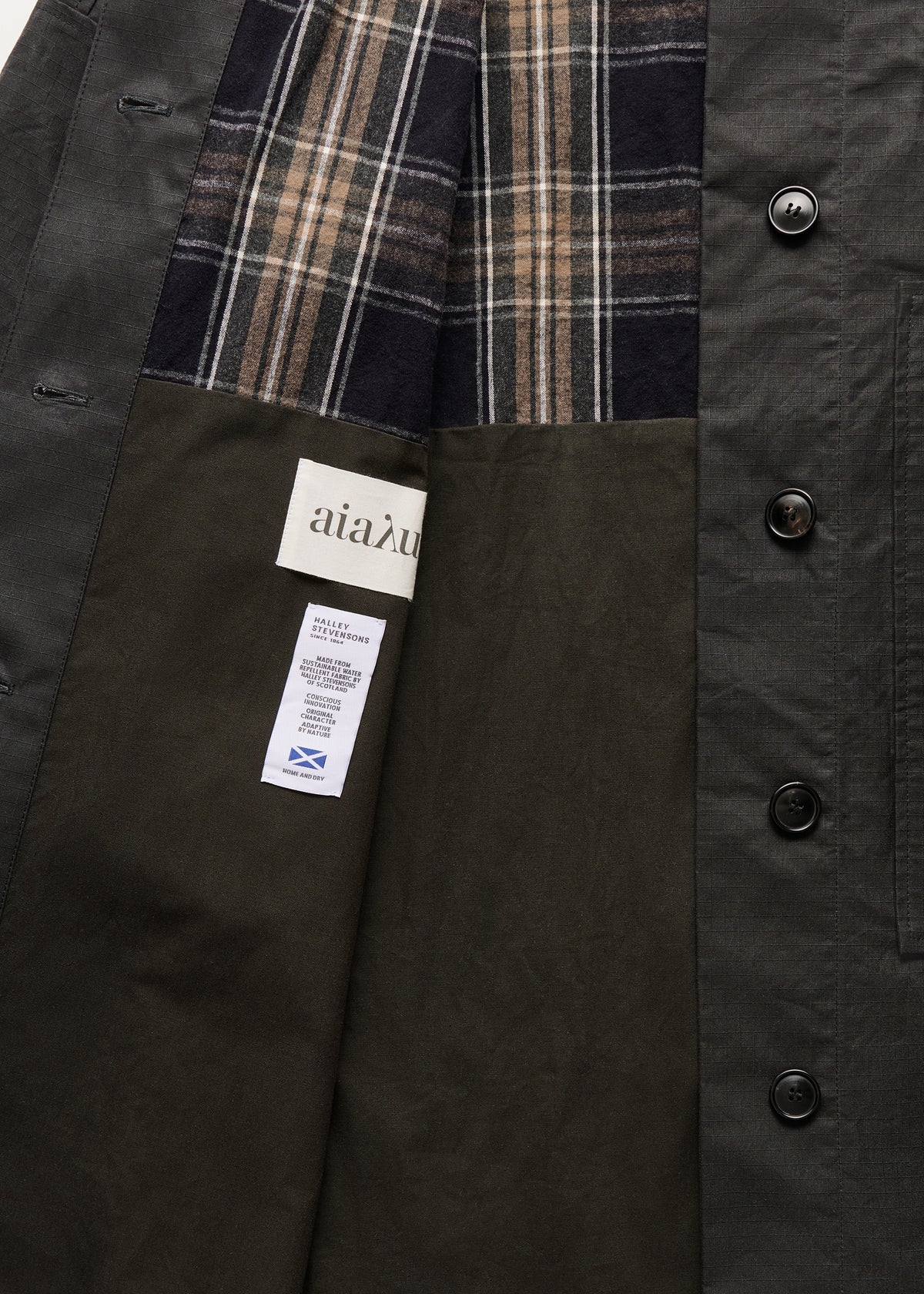 Jay coat ripstop oilskin silkwax | Antracite Coat aiayu