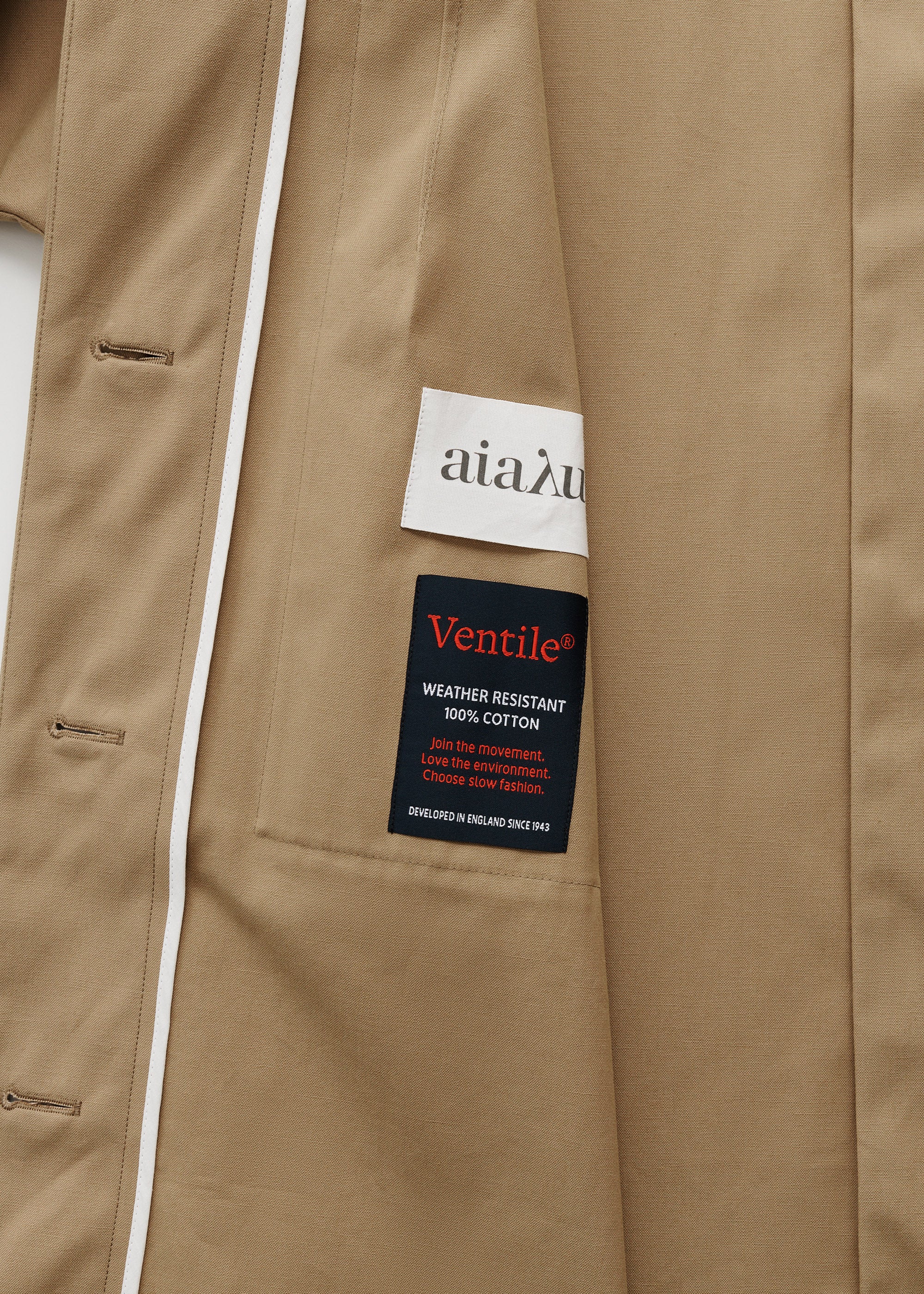 Ventile is a registered trademark of outerwear textile that is naturally waterproof through construction.