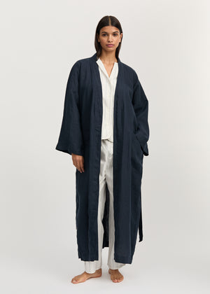 Kimono linen | Navy Bathrobe aiayu