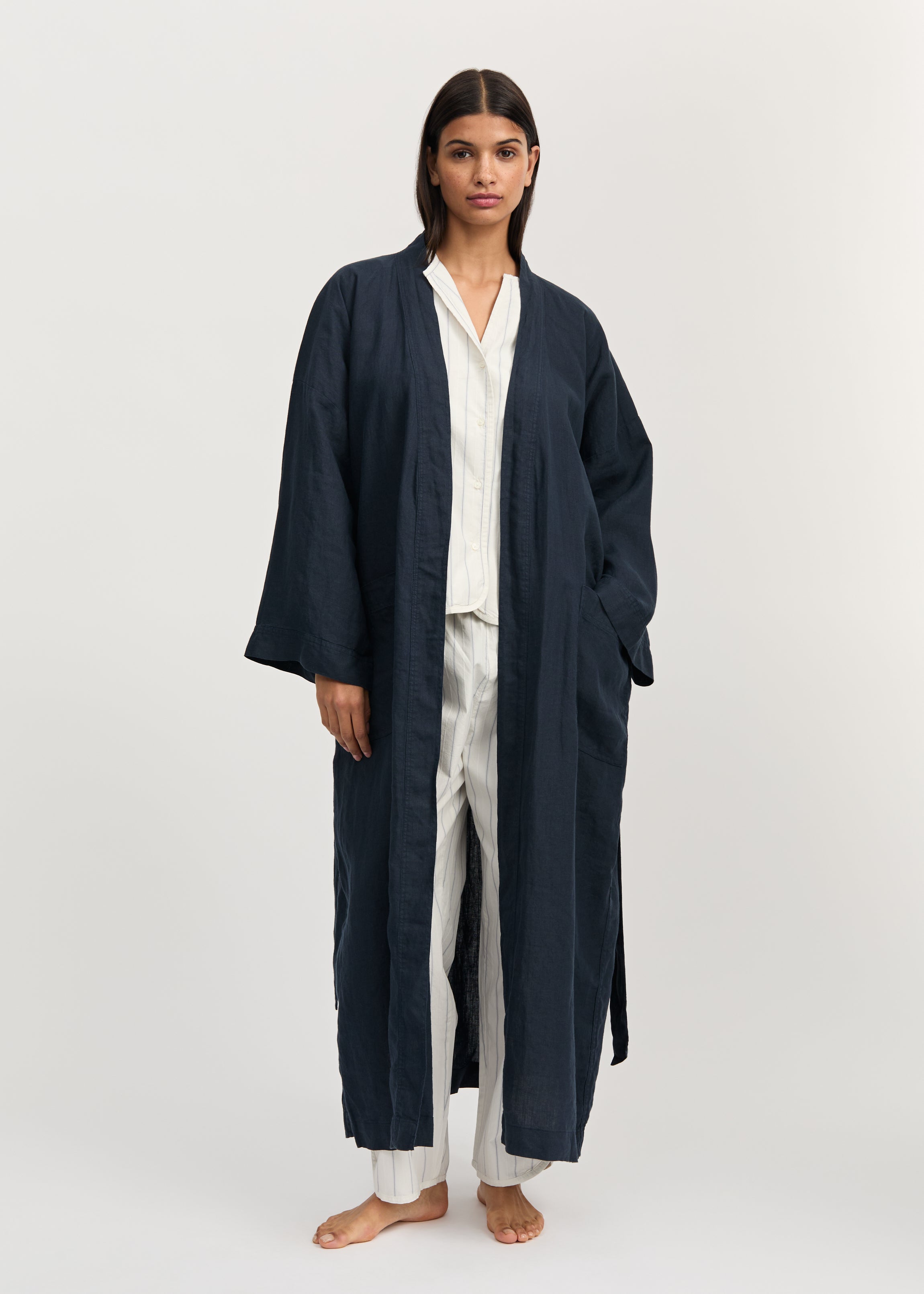 Kimono linen | Navy Bathrobe aiayu