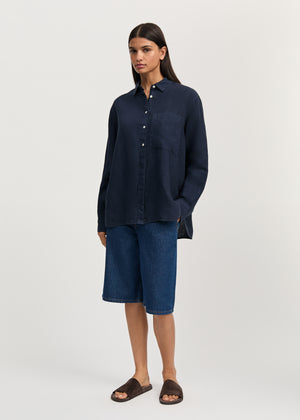 Lynette shirt linen | Navy Shirt Woven aiayu
