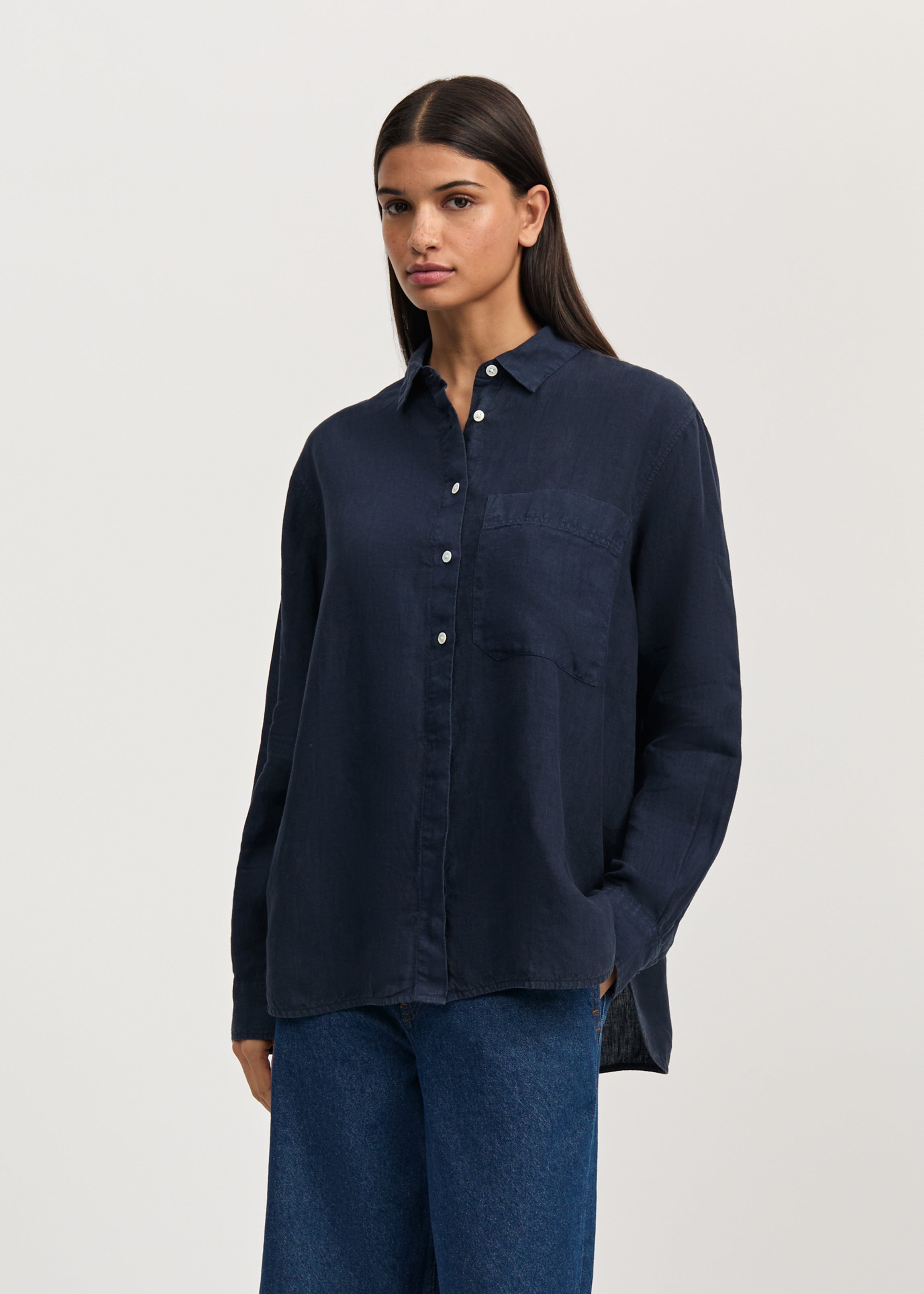 Lynette shirt linen | Navy Shirt Woven aiayu