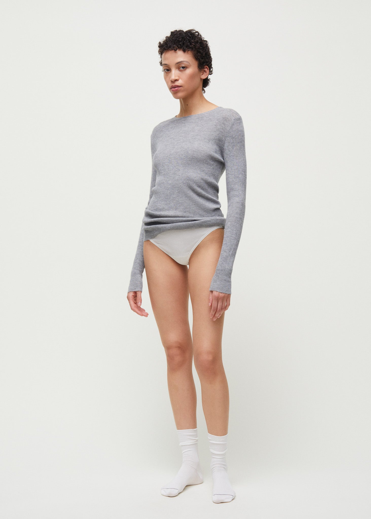 Madigan cashmere blouse | Grey Melange