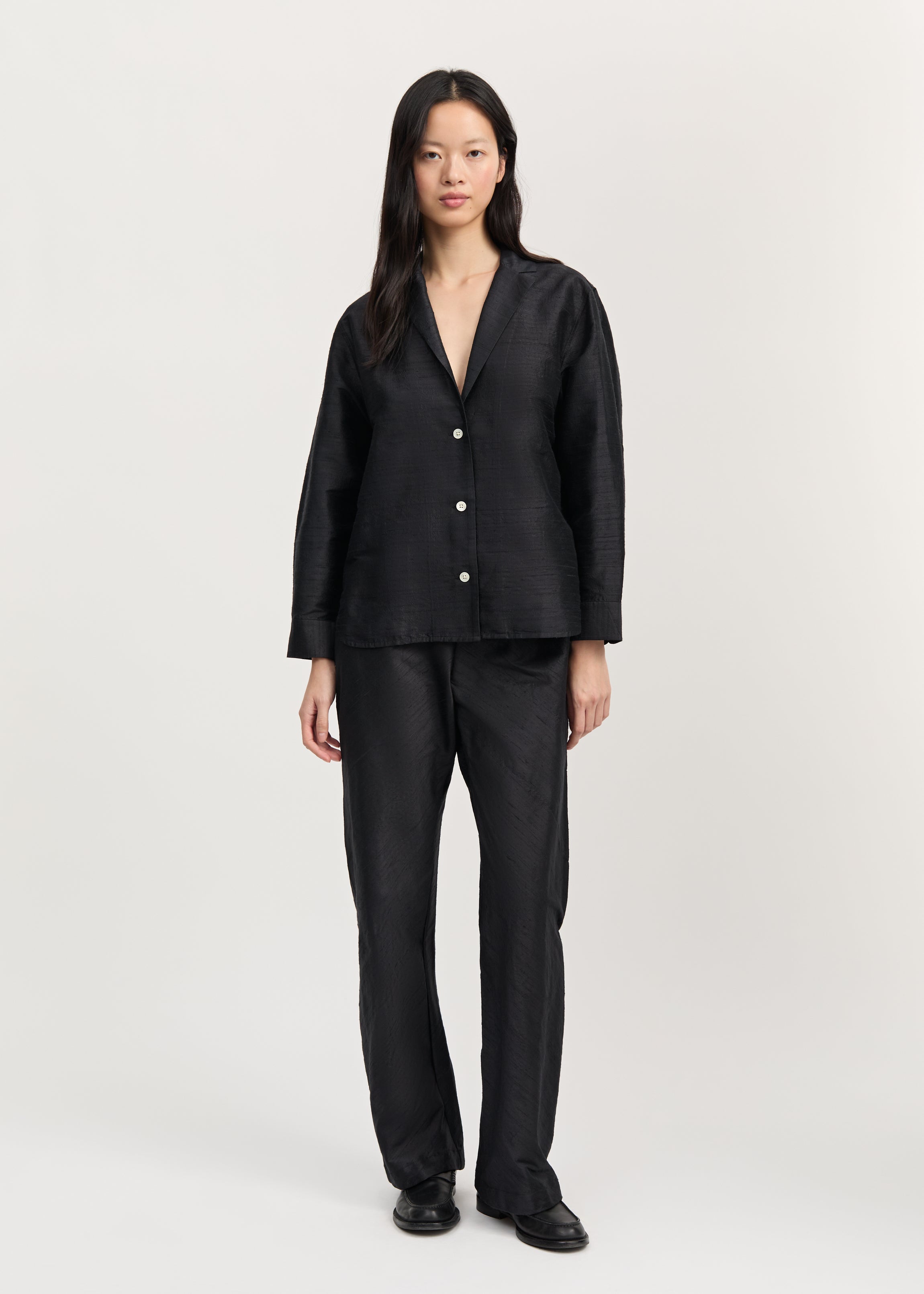 Makya shirt silk | Black navy Shirt Woven aiayu