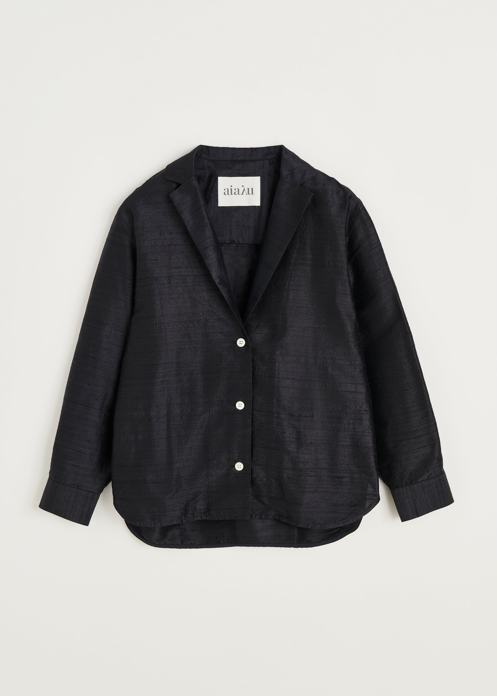 Makya shirt silk | Black navy Shirt Woven aiayu