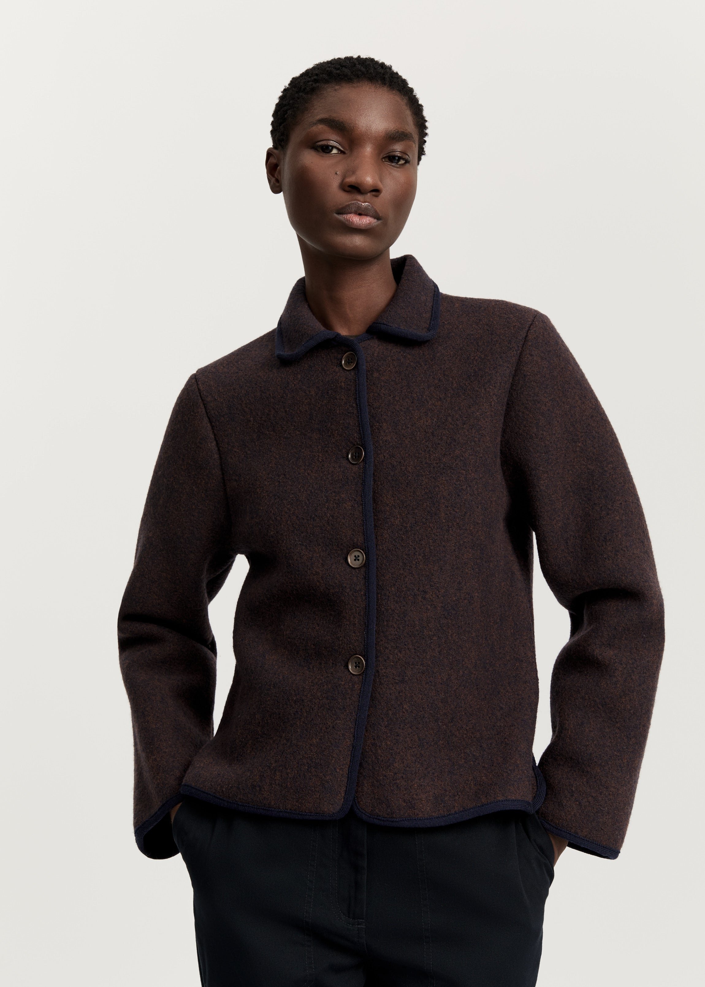 Mayra jacket – pure merino wool | Navy Melange Jacket aiayu