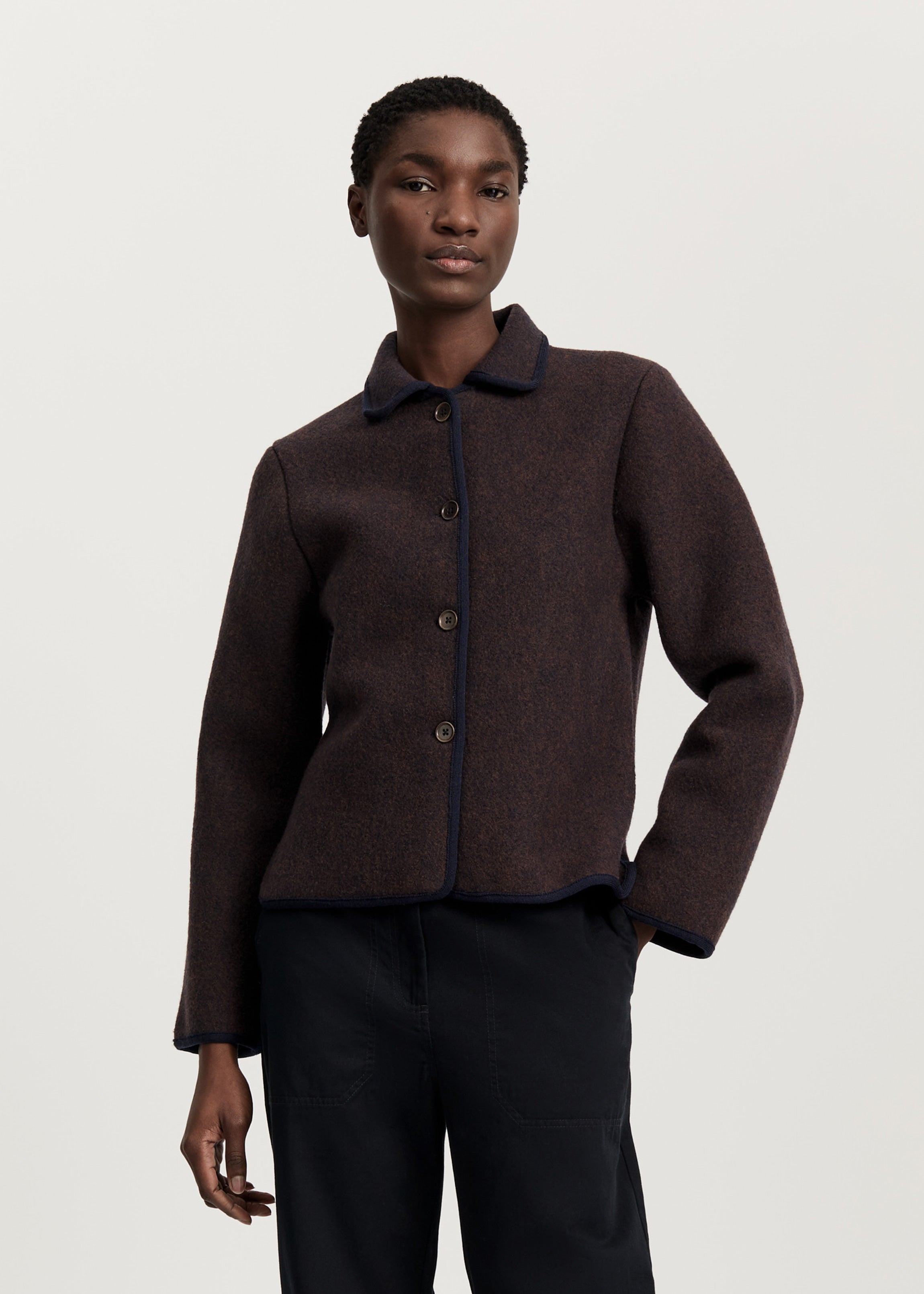 Mayra jacket – pure merino wool | Navy Melange Jacket aiayu