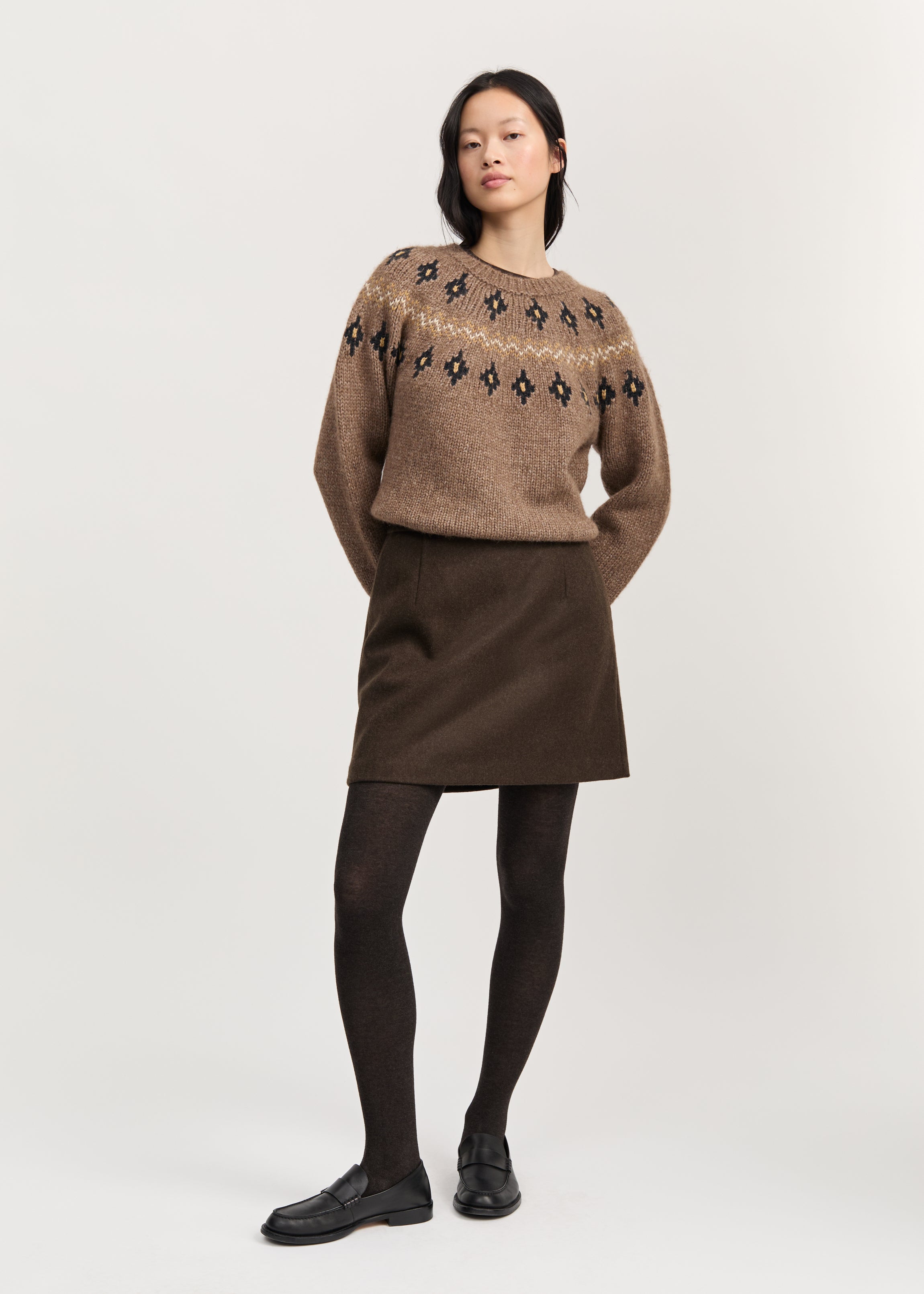 Mini skirt loden | Pure Dark Brown