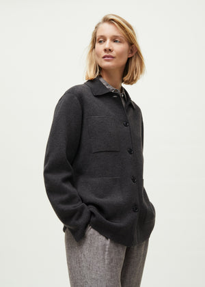 Moema cardigan - pure merino wool | Dark Brown Melange