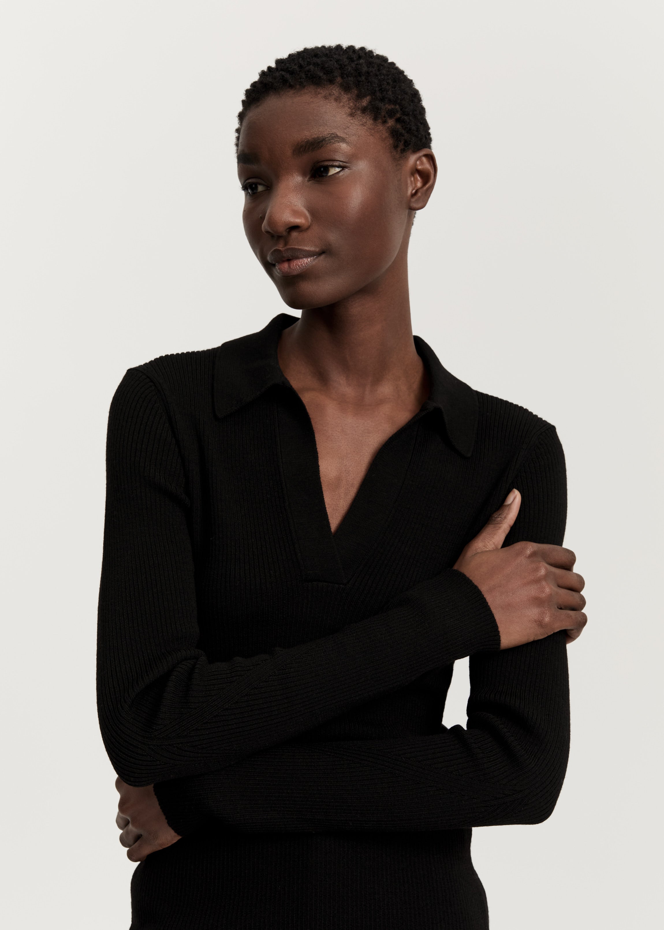 Noa polo blouse – pure merino wool | Black Blouse aiayu