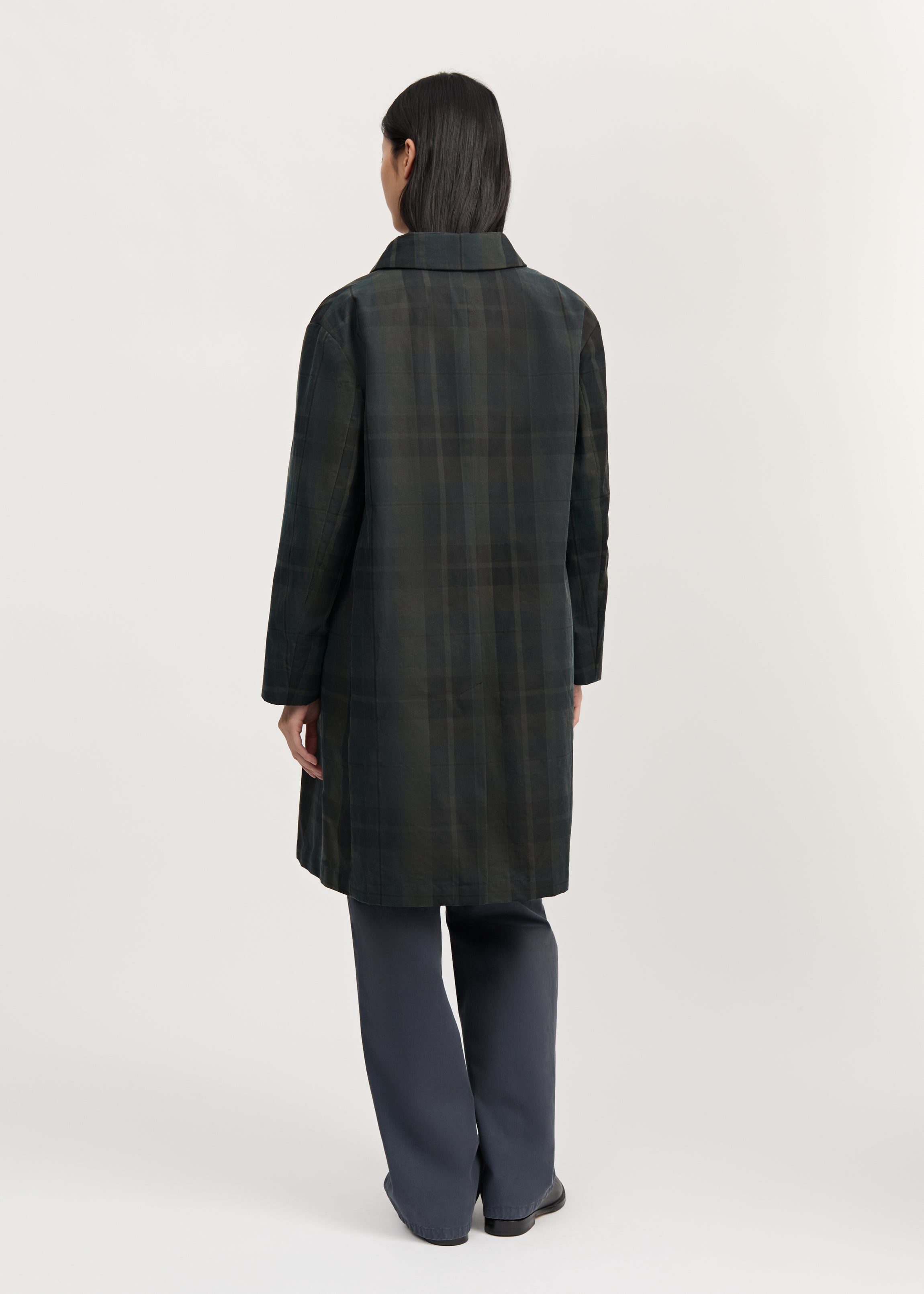 Noor coat check – oilskin silkwax | Foxleigh