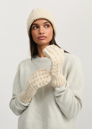 Oponi mittens – highland wool | Pure ecru Mittens aiayu