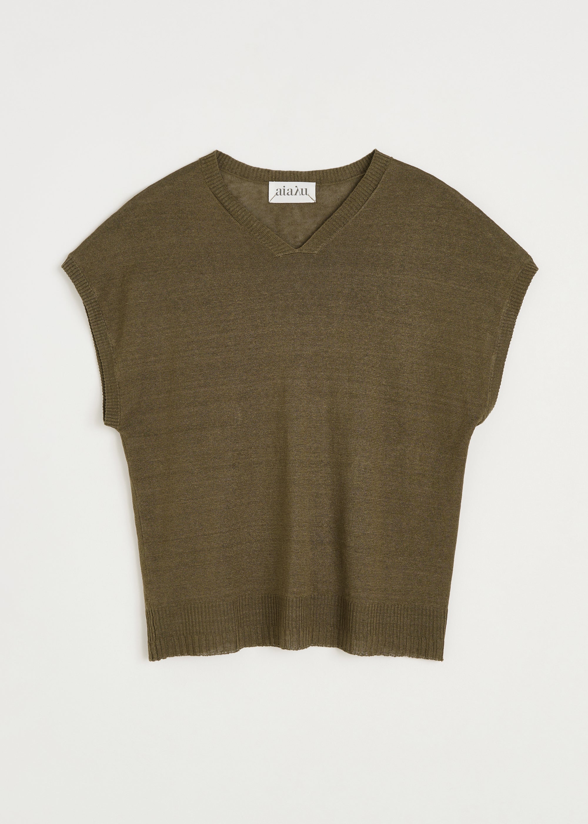 Priti vest – linen | Green Wood Vest aiayu
