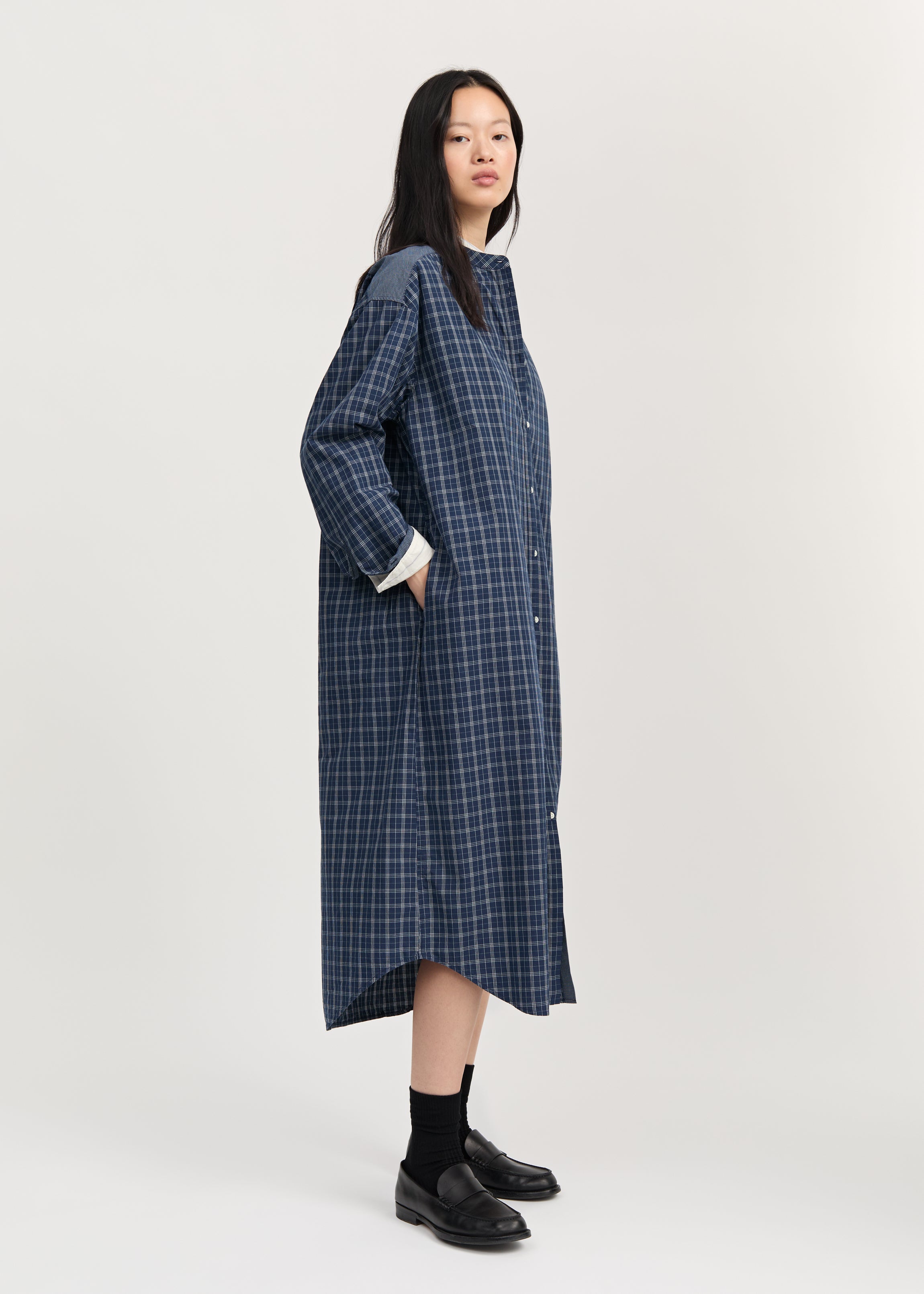 Sani dress check | Navy Check Dress aiayu
