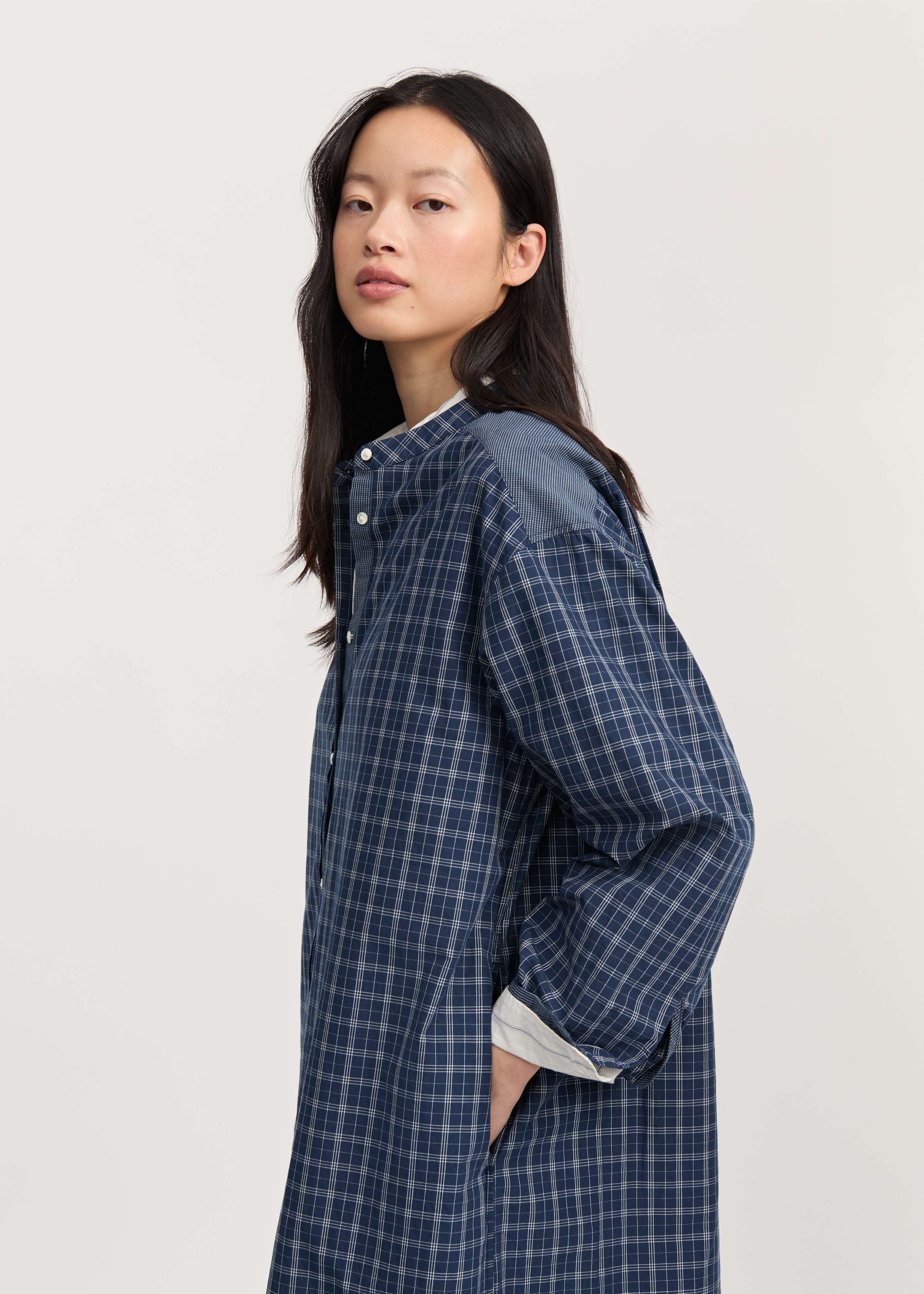 Sani dress check | Navy Check Dress aiayu