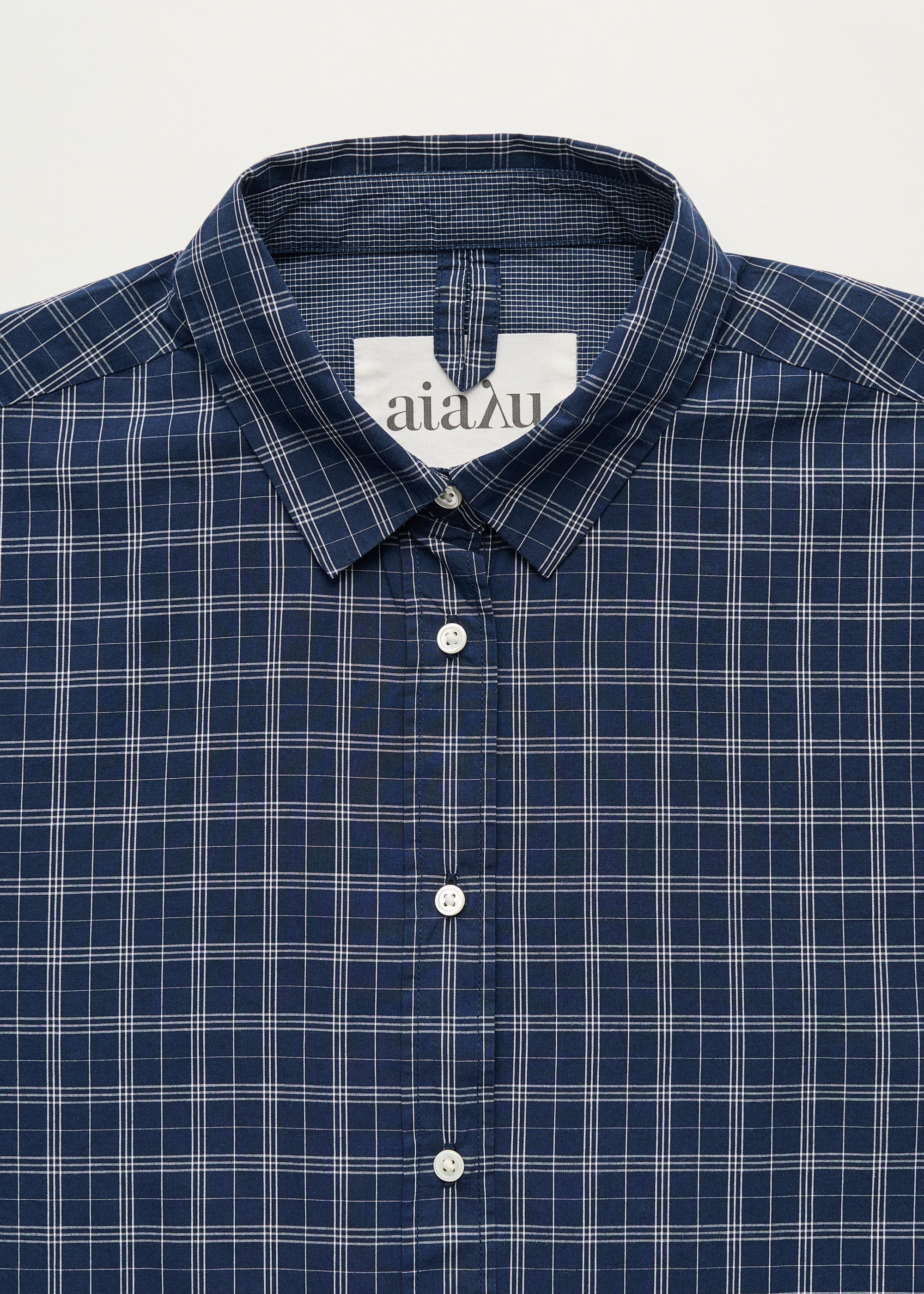 Shirt check | Mix Navy Shirt Woven aiayu