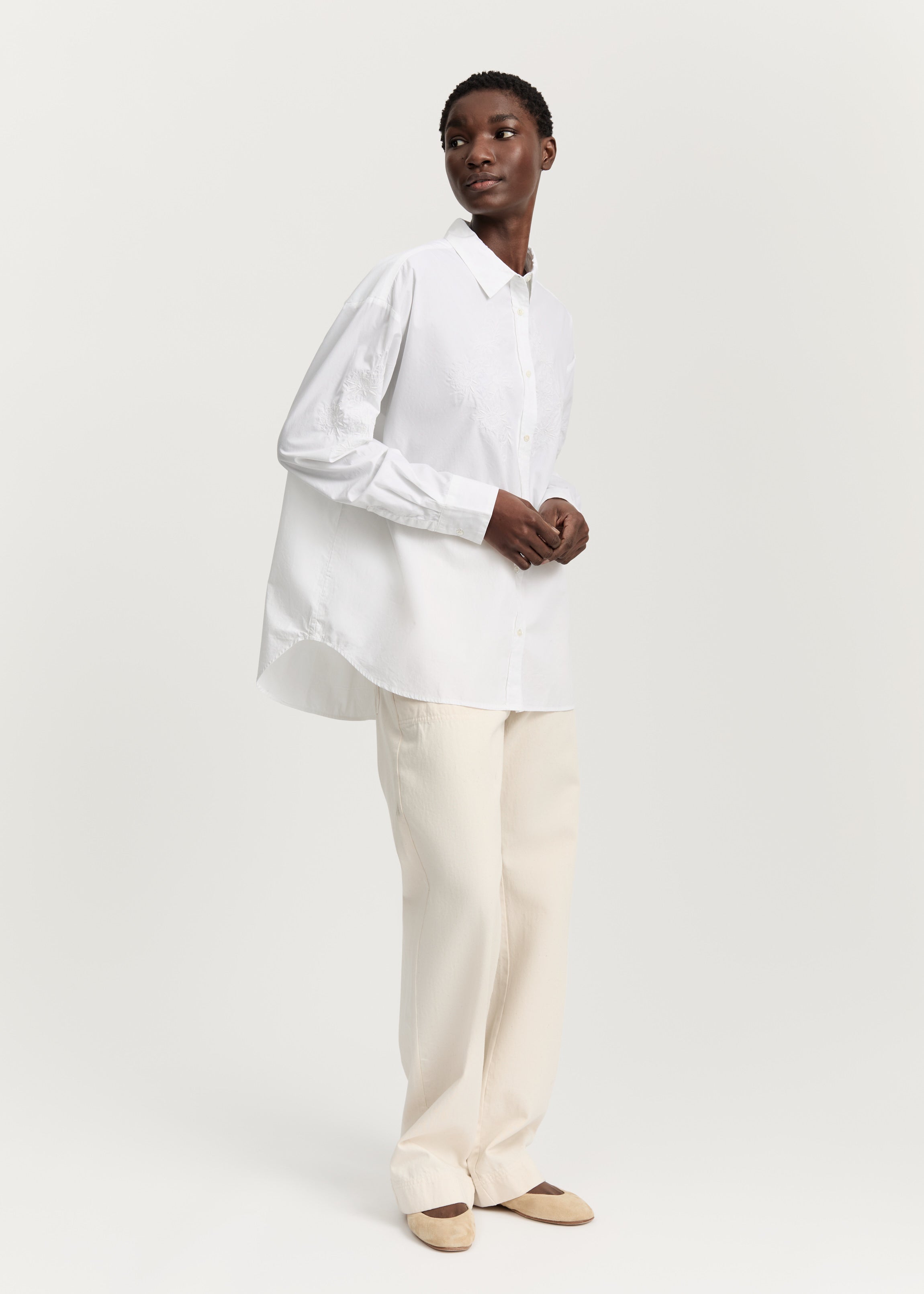 Shirt embroidery | White