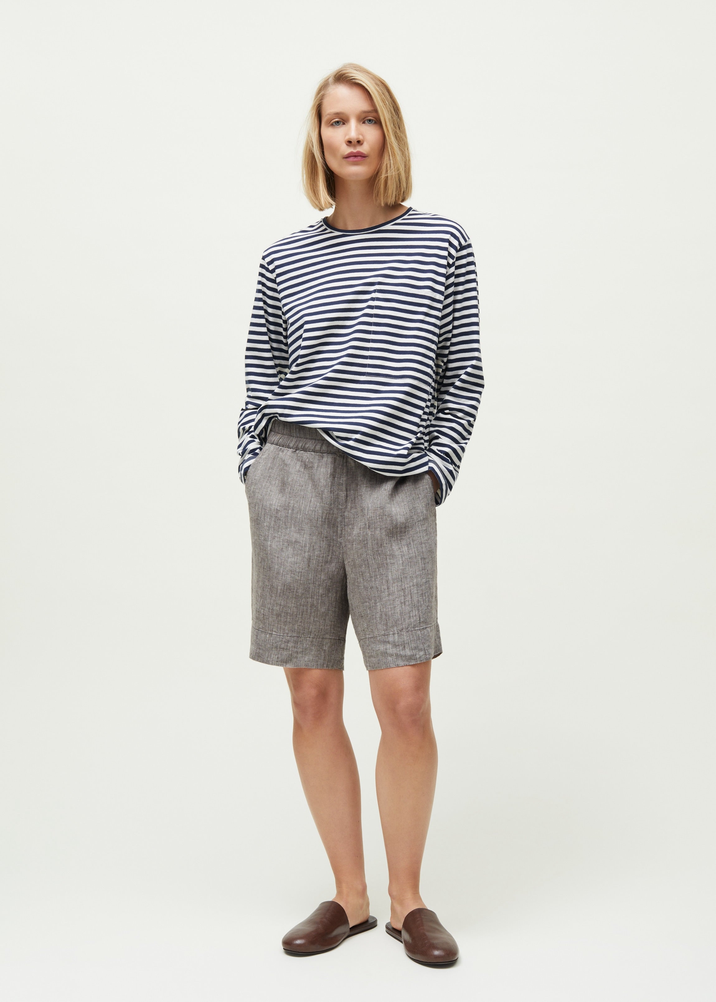 Shorts long linen | Brown