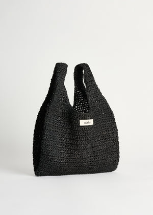 Sophia straw bag small | Black