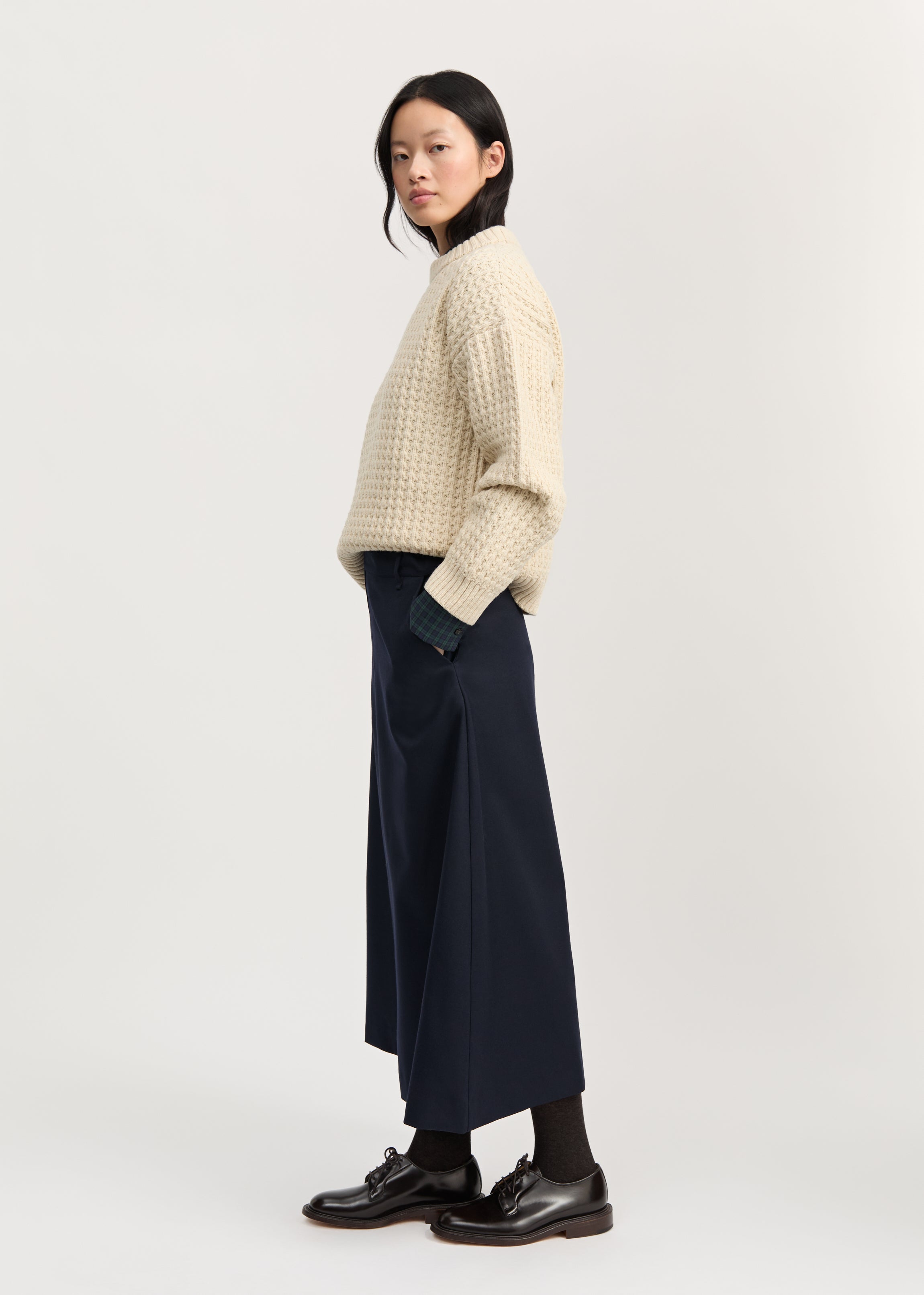 Stella skirt fine wool | Black navy Skirt aiayu